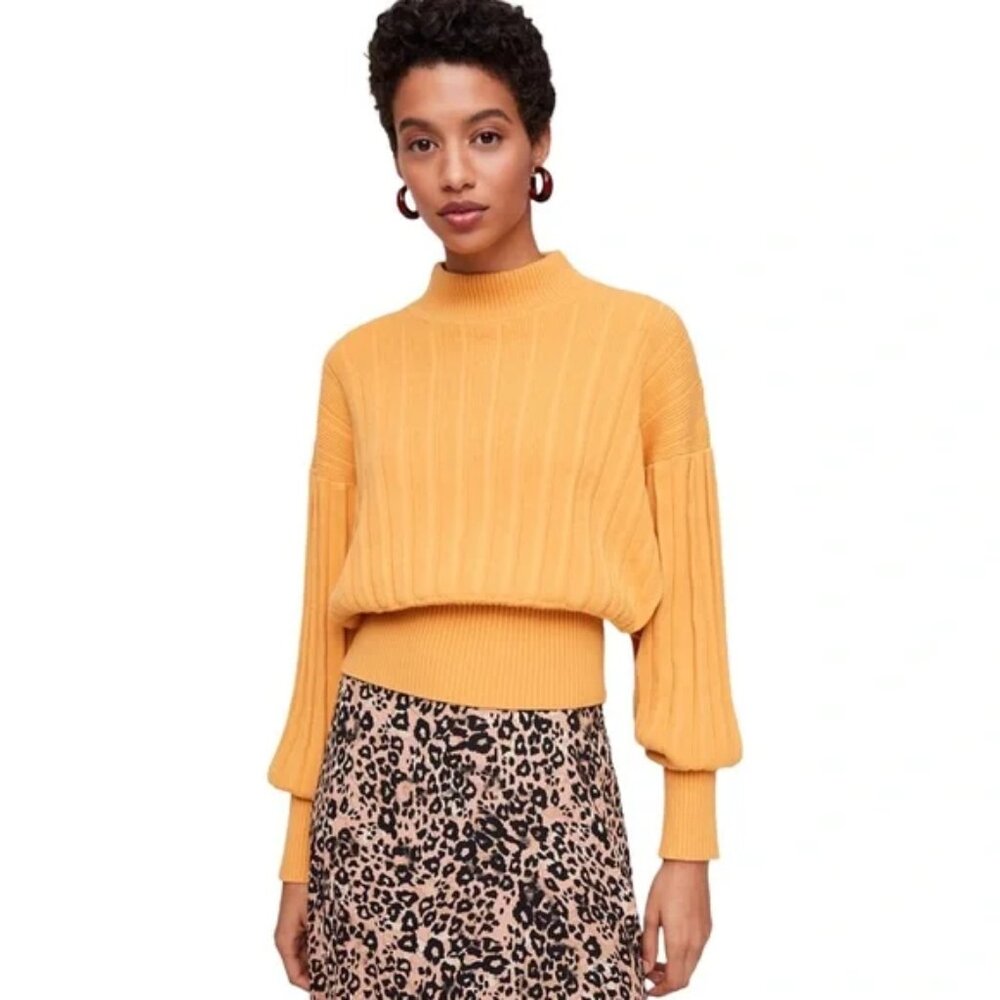 WILFRED Icalma Merino Wool Sweater Marana Gold Small Mock Neck Dolman Aritzia